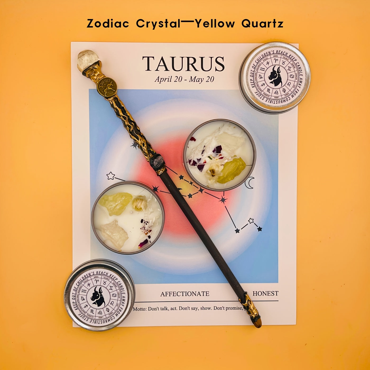 2pcs Zodiac Crystal Candle and Wand Set