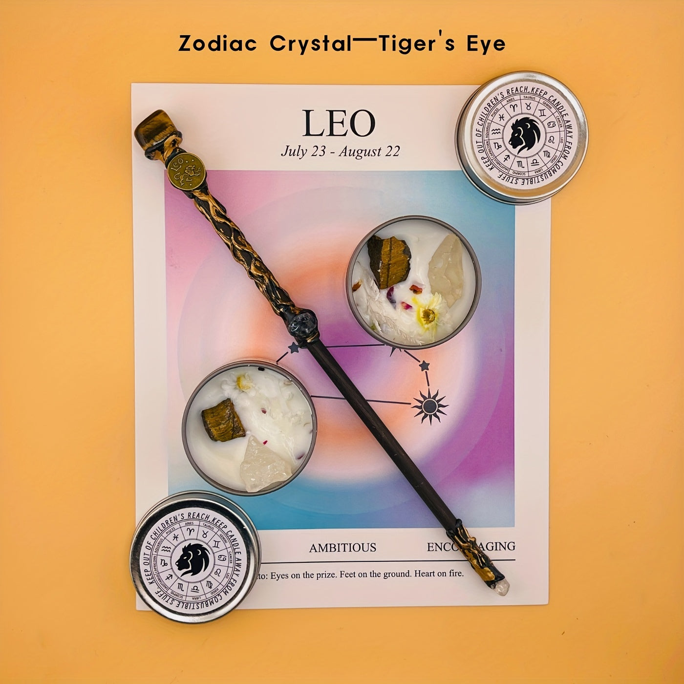 2pcs Zodiac Crystal Candle and Wand Set