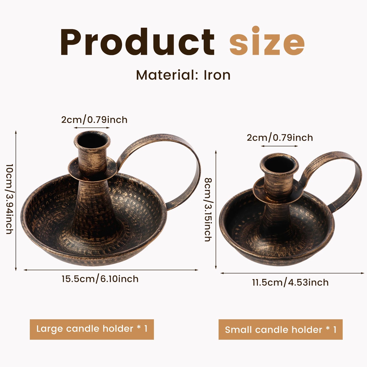 2pcs Retro Iron Taper Candle Holder