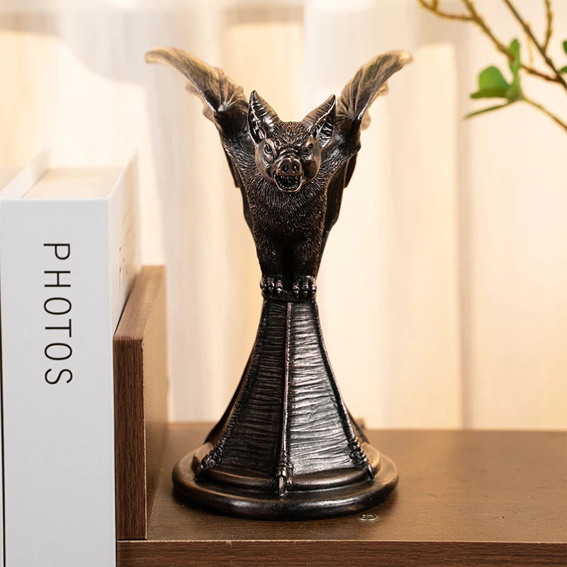 Retro Gothic Animal Candle Holder - Black Owl/Bat/Wolf/Crow/Cat