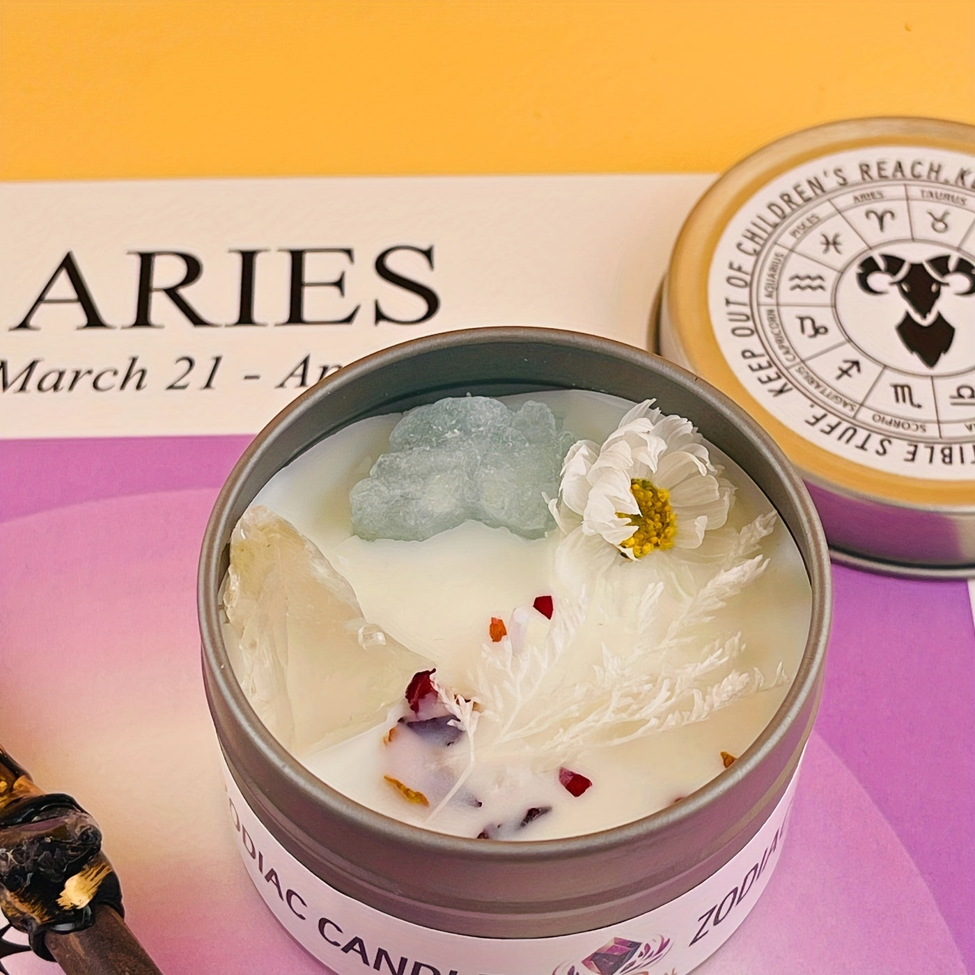 2pcs Zodiac Crystal Candle and Wand Set