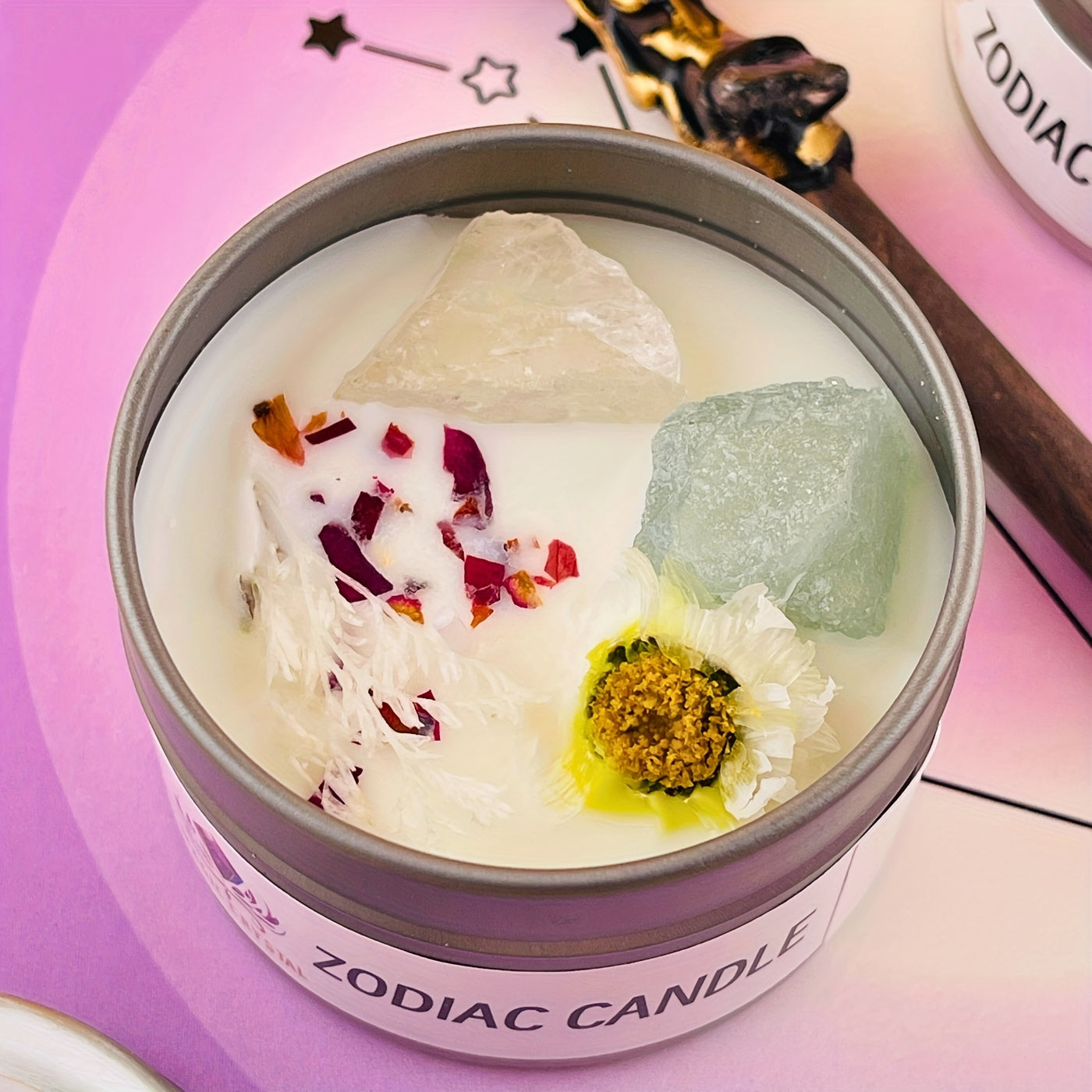 2pcs Zodiac Crystal Candle and Wand Set