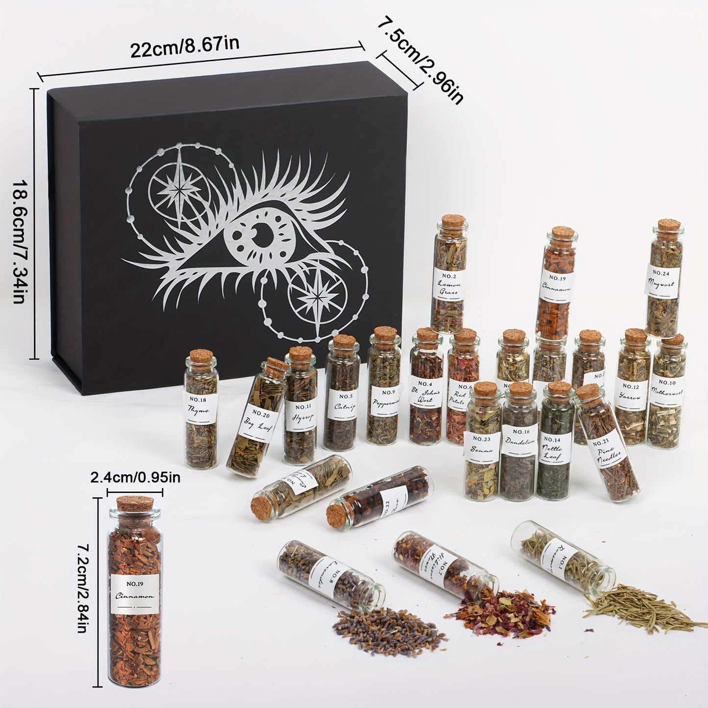 24 Pcs Dried Herbs 1 Crystal Spoon Kit