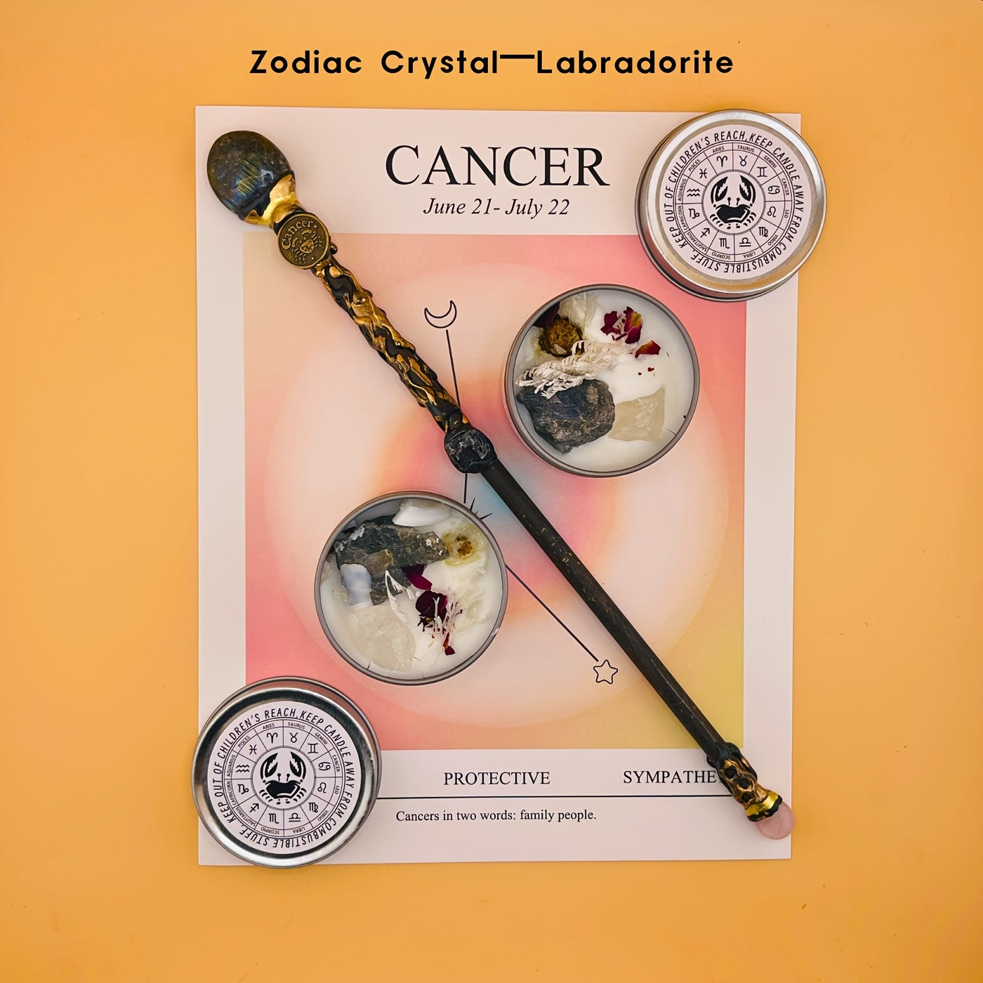 2pcs Zodiac Crystal Candle and Wand Set