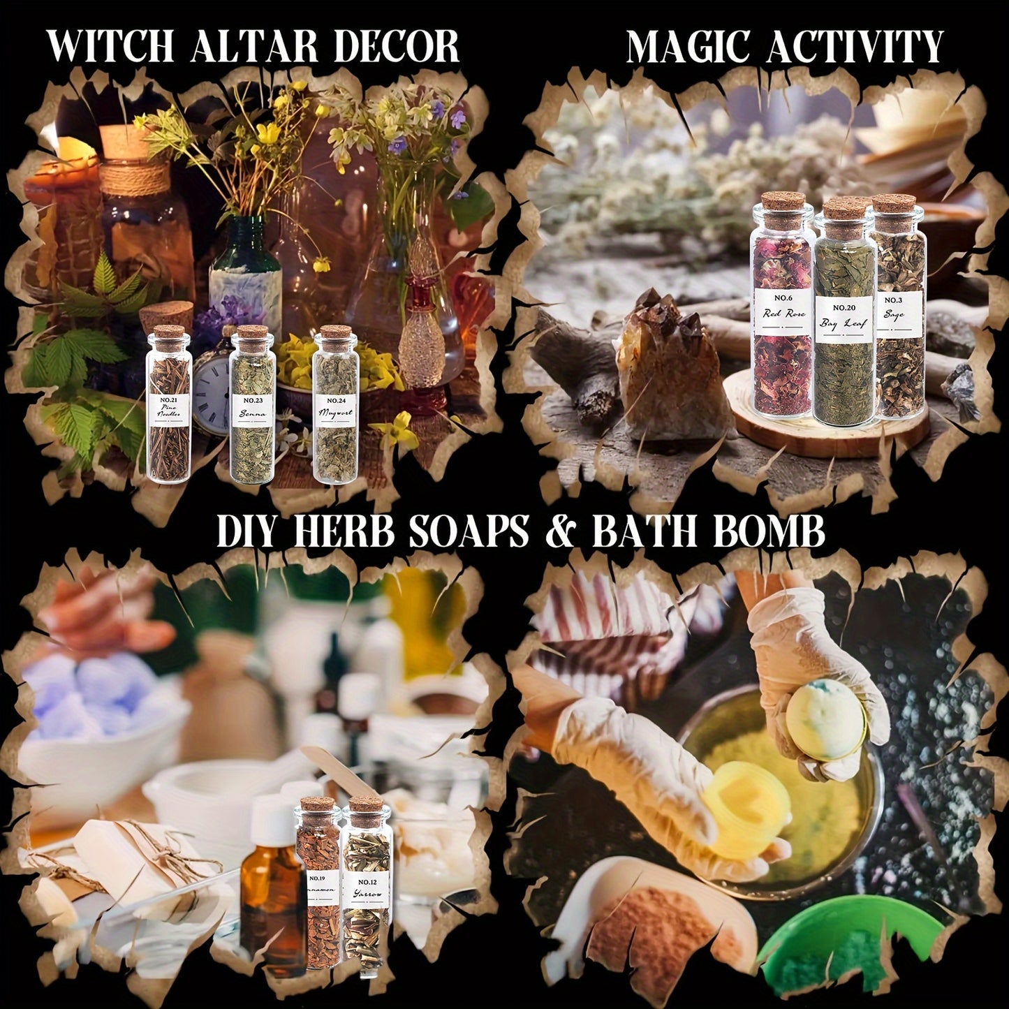 30 Pcs Dried Herbs And 1 Crystal Spoon Kit