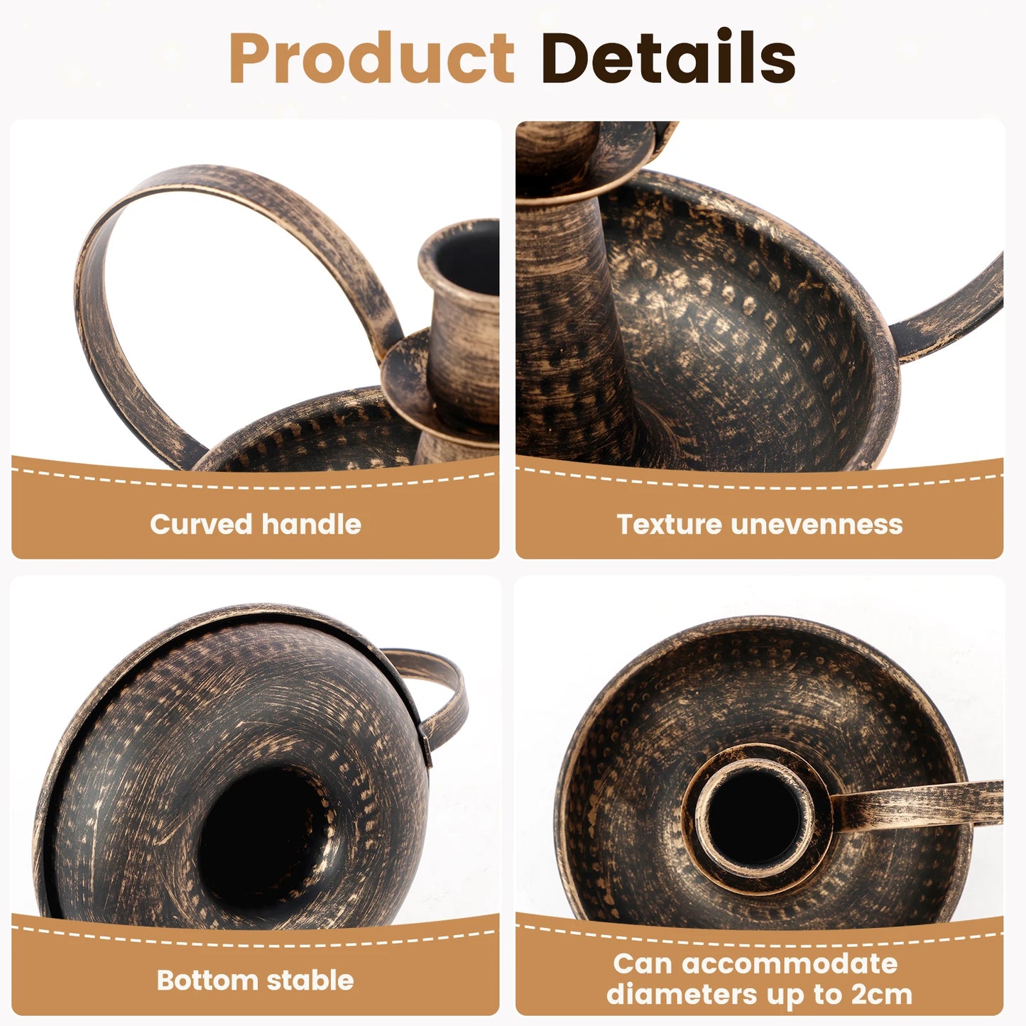 2pcs Retro Iron Taper Candle Holder