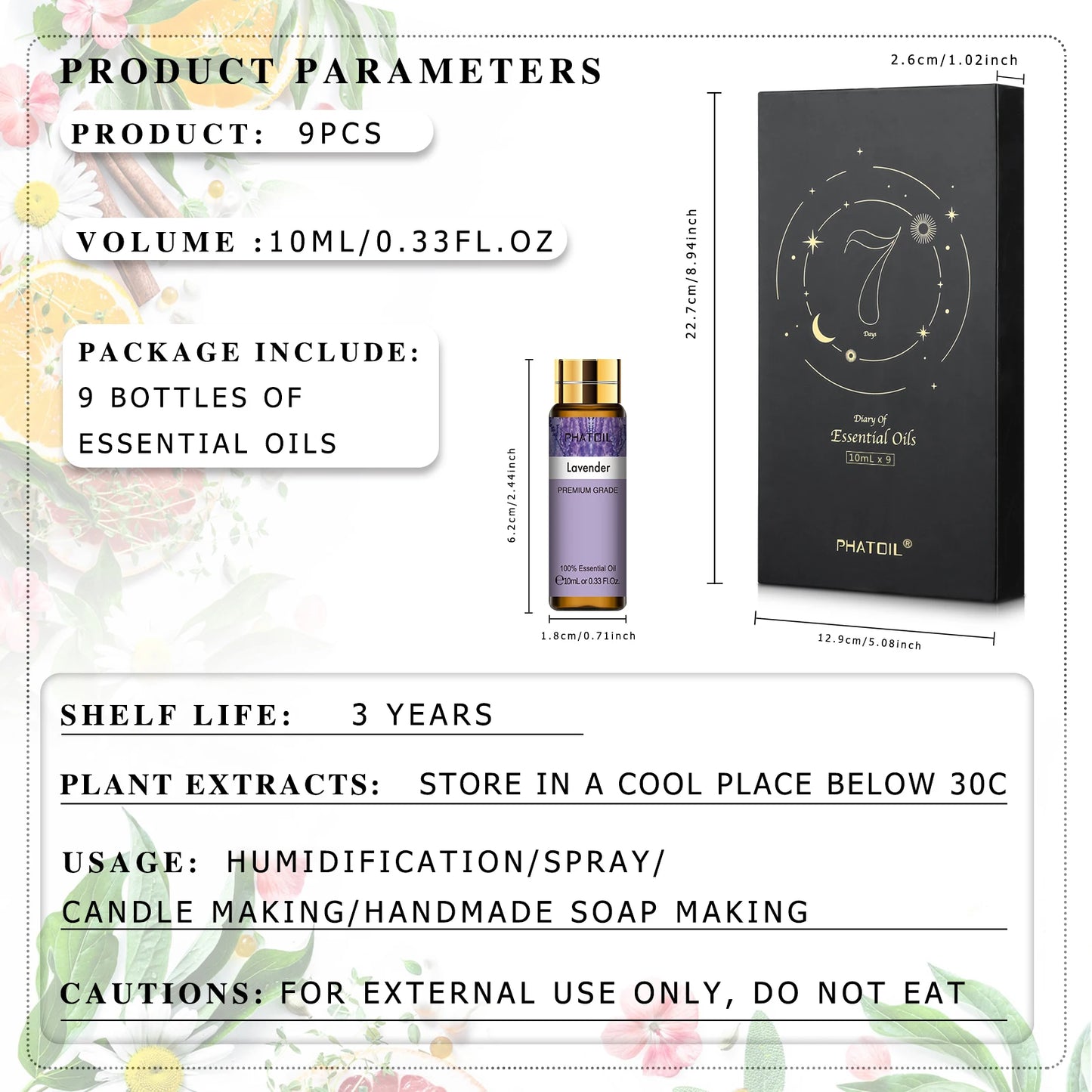 9pcs Essential Oils Set 10ml