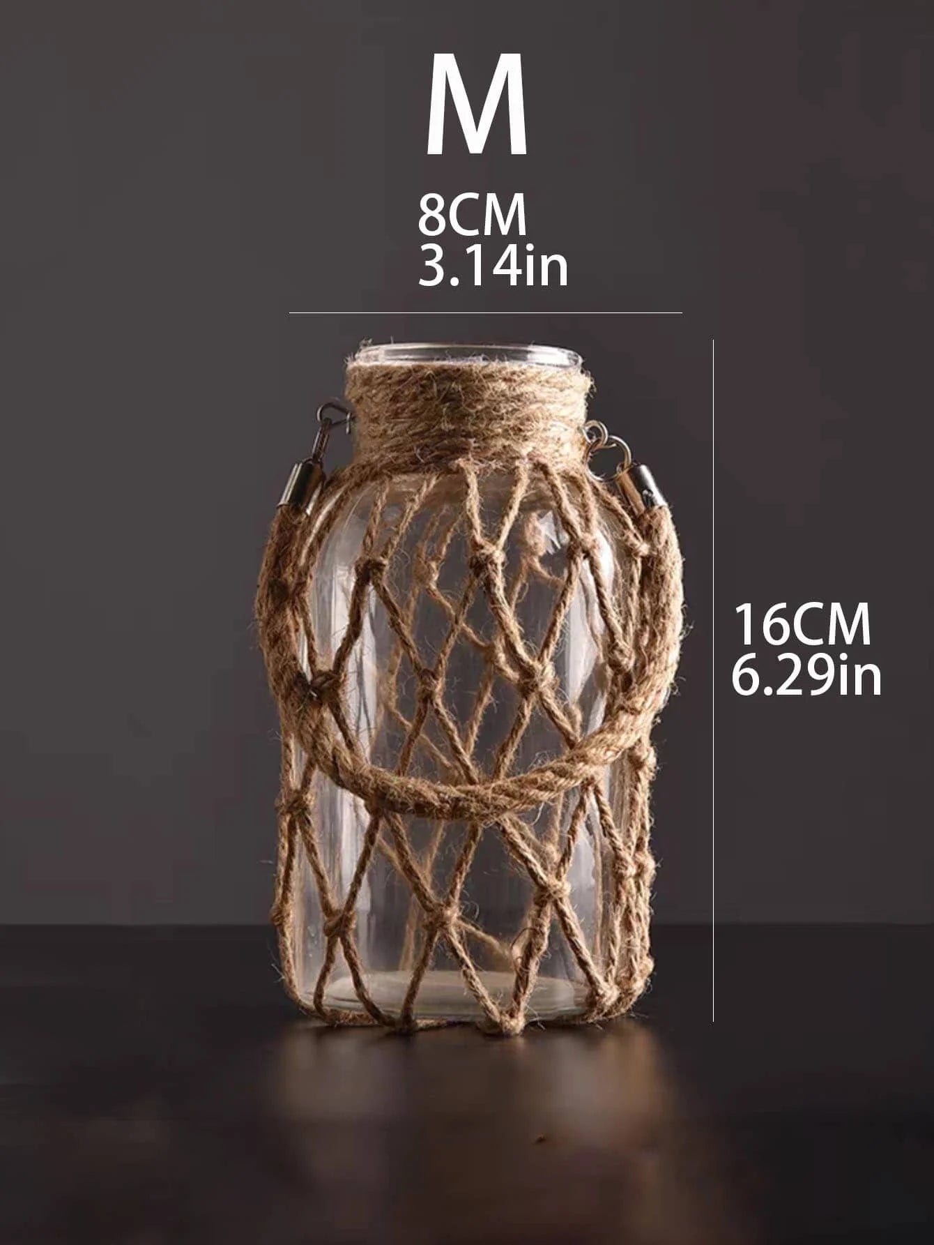 Hand Woven Hemp Rope Glass Vase Boho