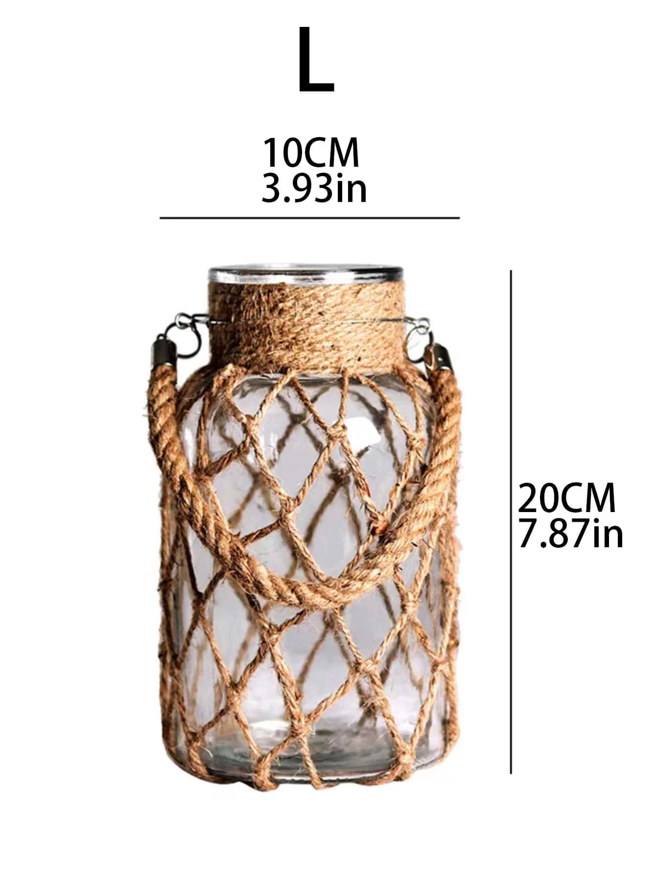 Hand Woven Hemp Rope Glass Vase Boho