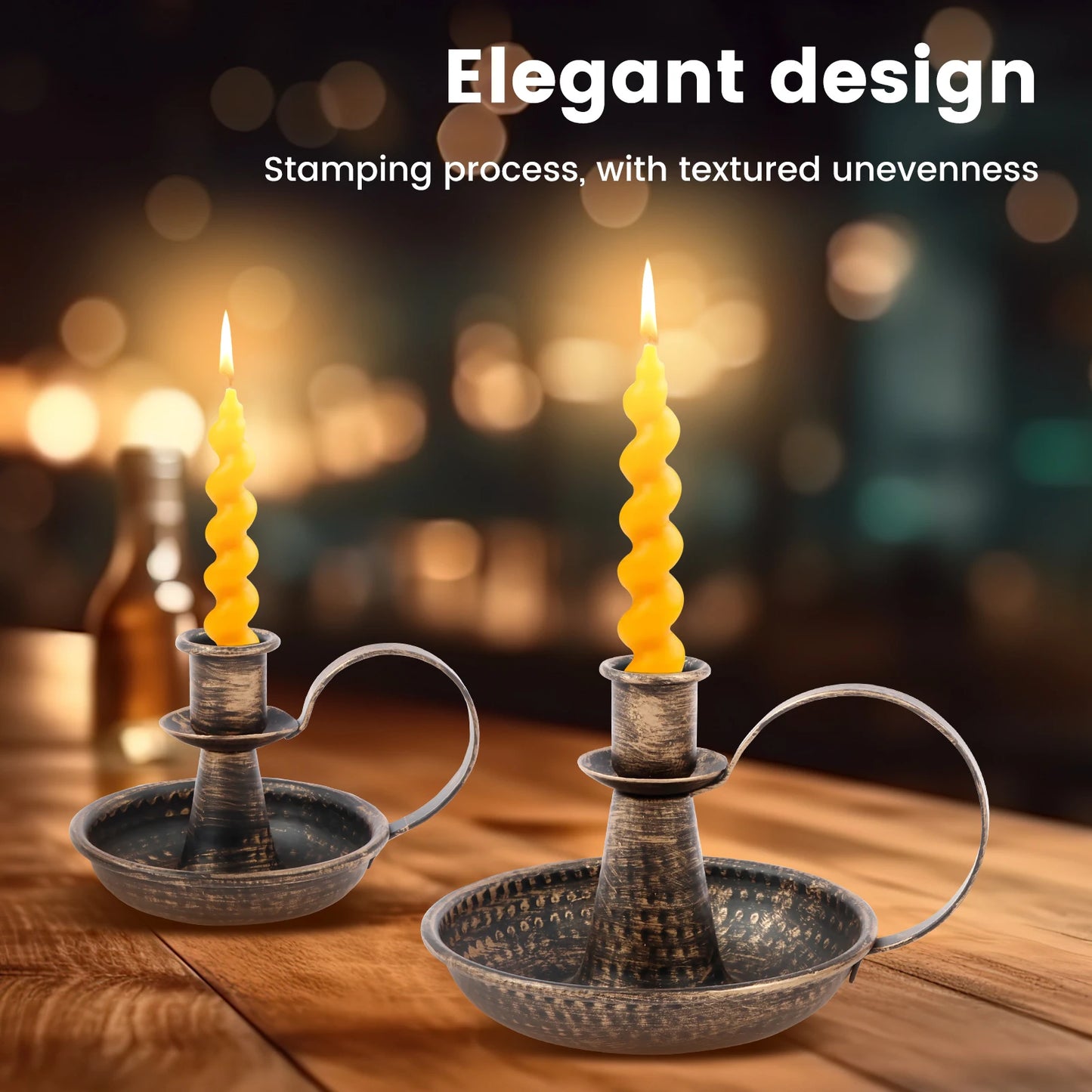 2pcs Retro Iron Taper Candle Holder