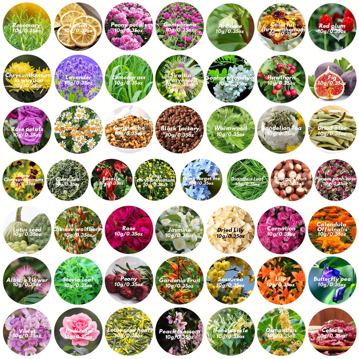 50 Bags 100% Natural Dried Herbs Kit
