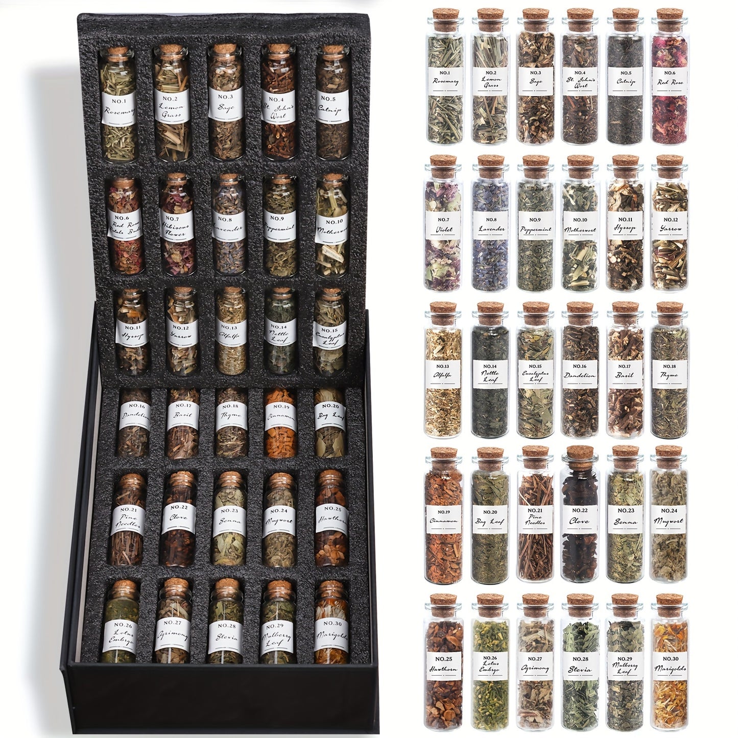 30 Pcs Dried Herbs And 1 Crystal Spoon Kit